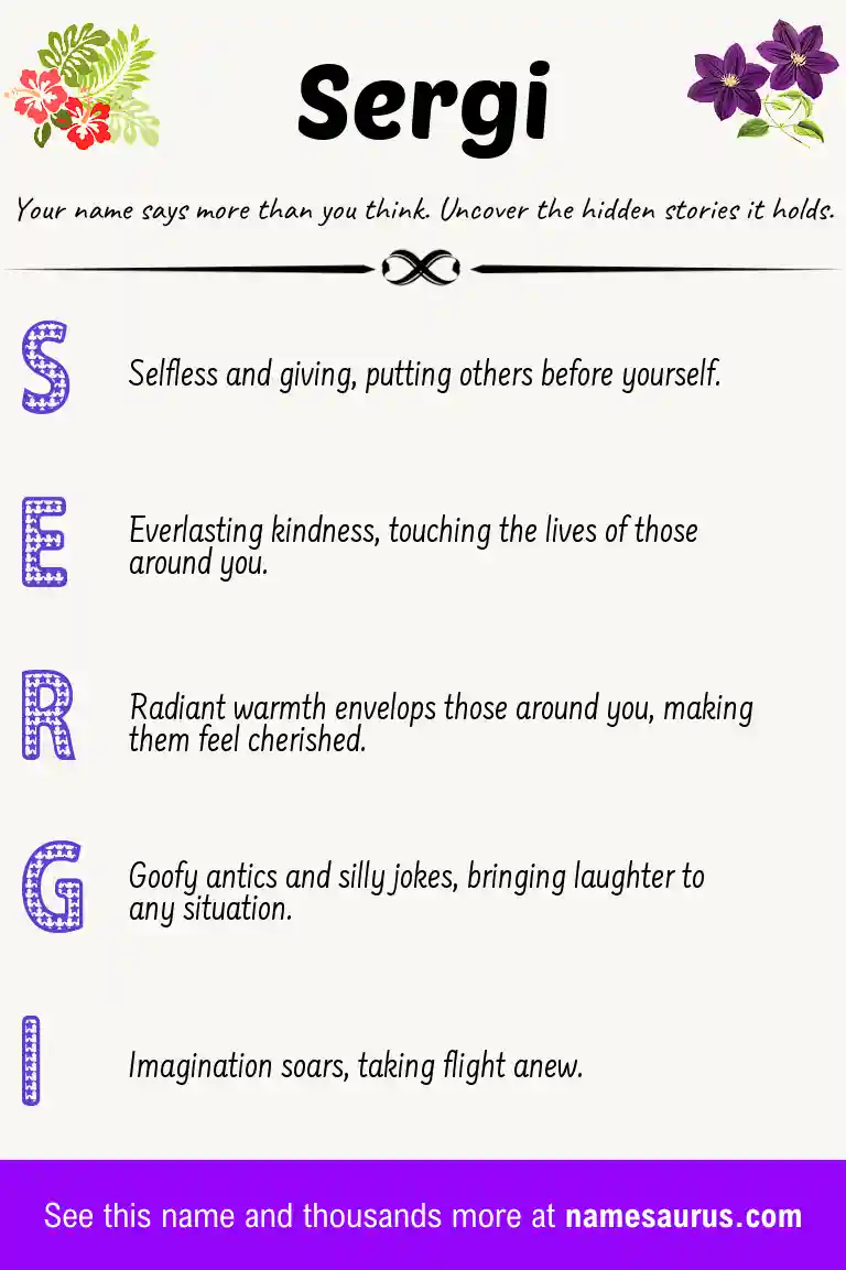 Acrostic poem about Sergi.