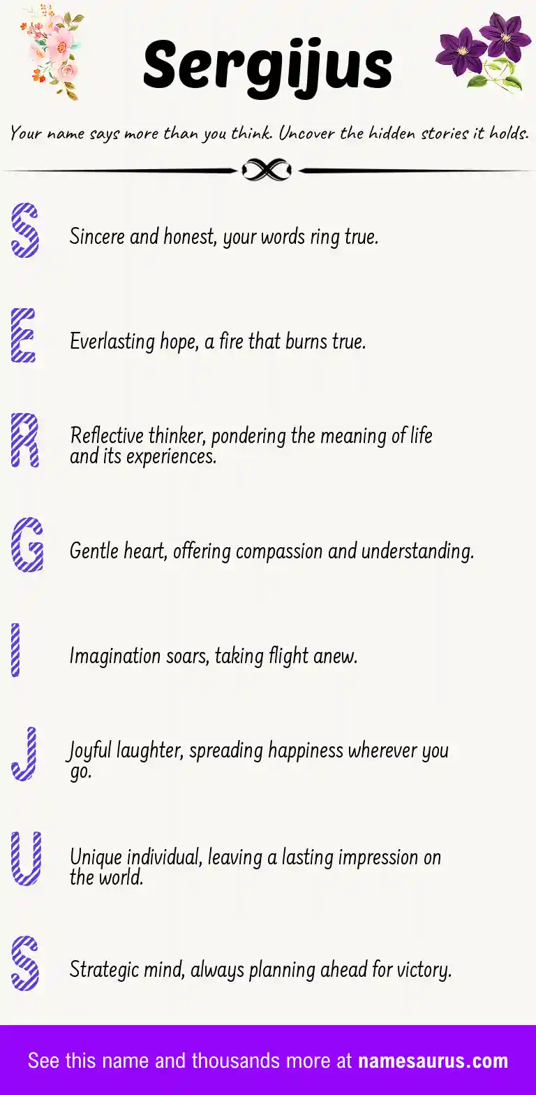 Acrostic poem about Sergijus.