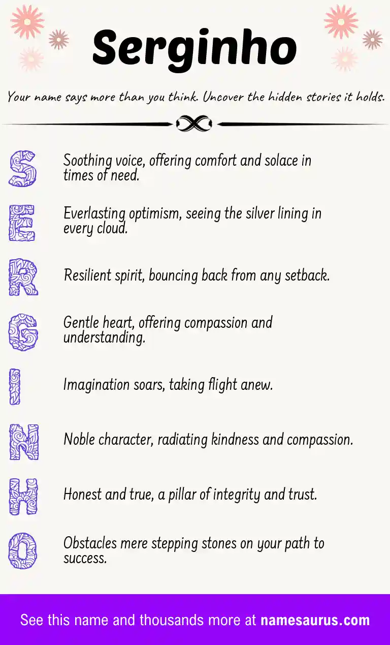 Acrostic poem about Serginho.