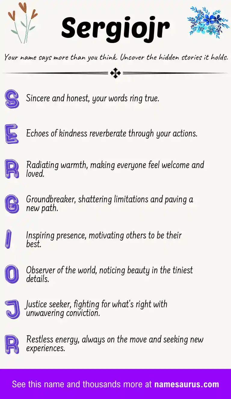 Acrostic poem about Sergiojr.