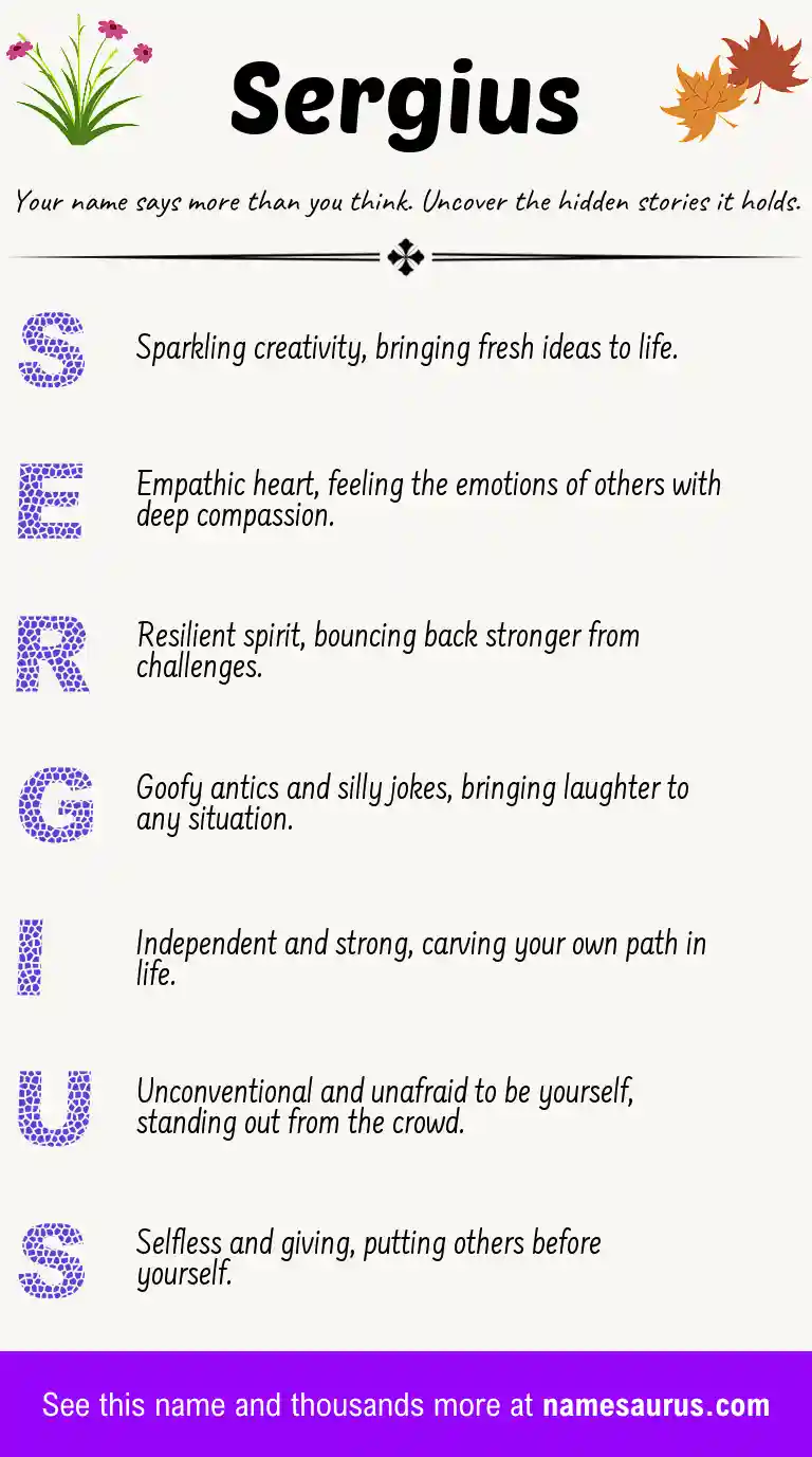 Acrostic poem about Sergius.