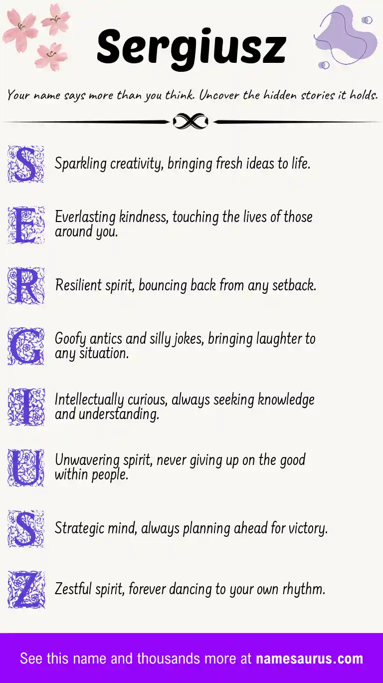 Acrostic poem about Sergiusz.