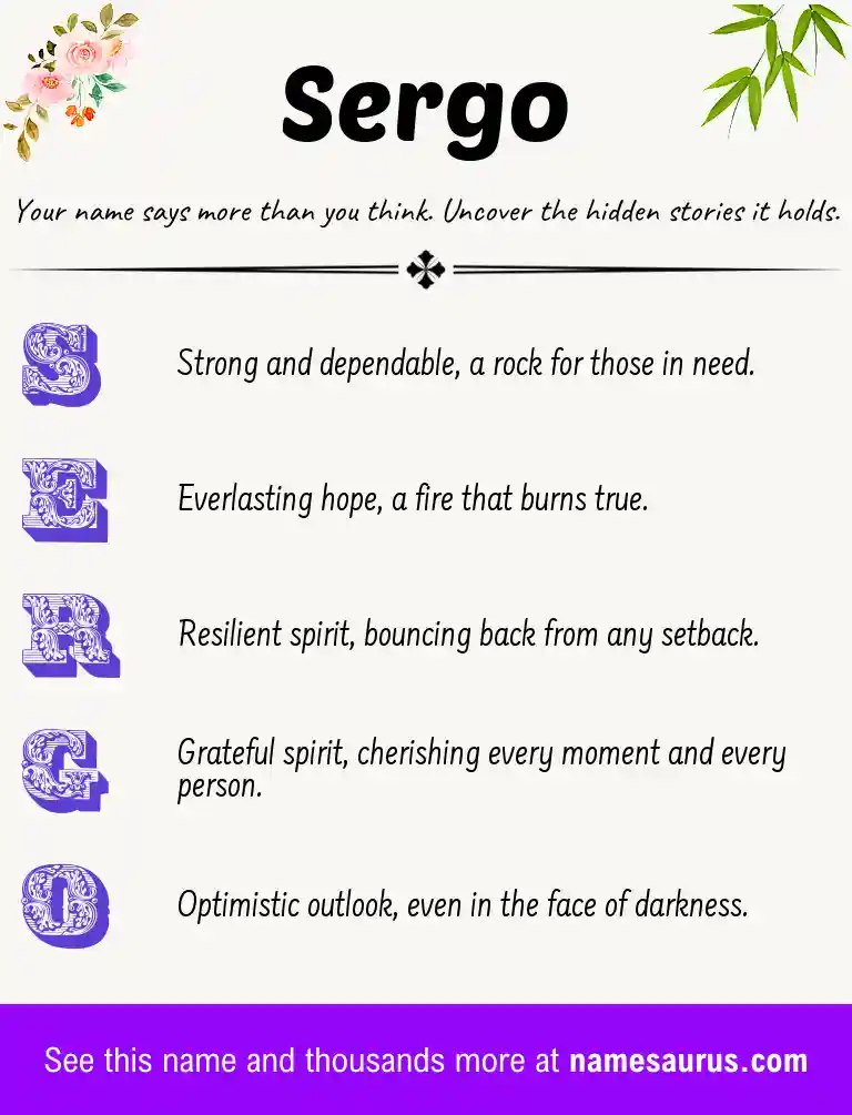 Acrostic poem about Sergo.