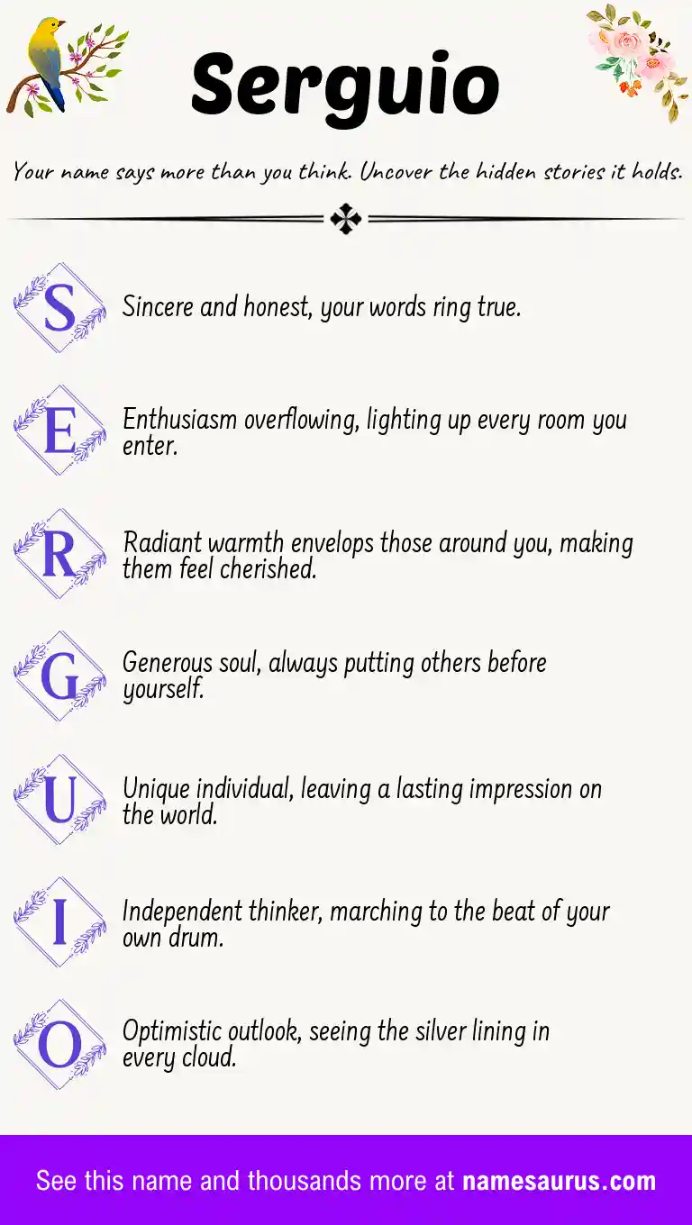 Acrostic poem about Serguio.