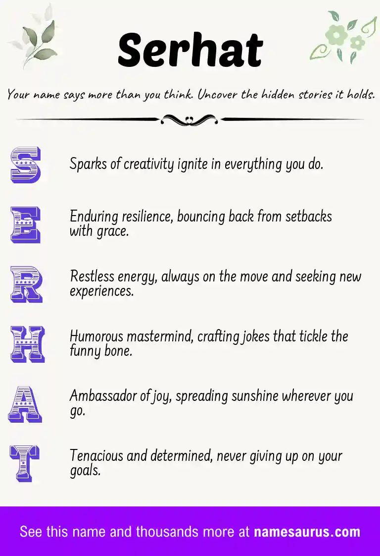 Acrostic poem about Serhat.