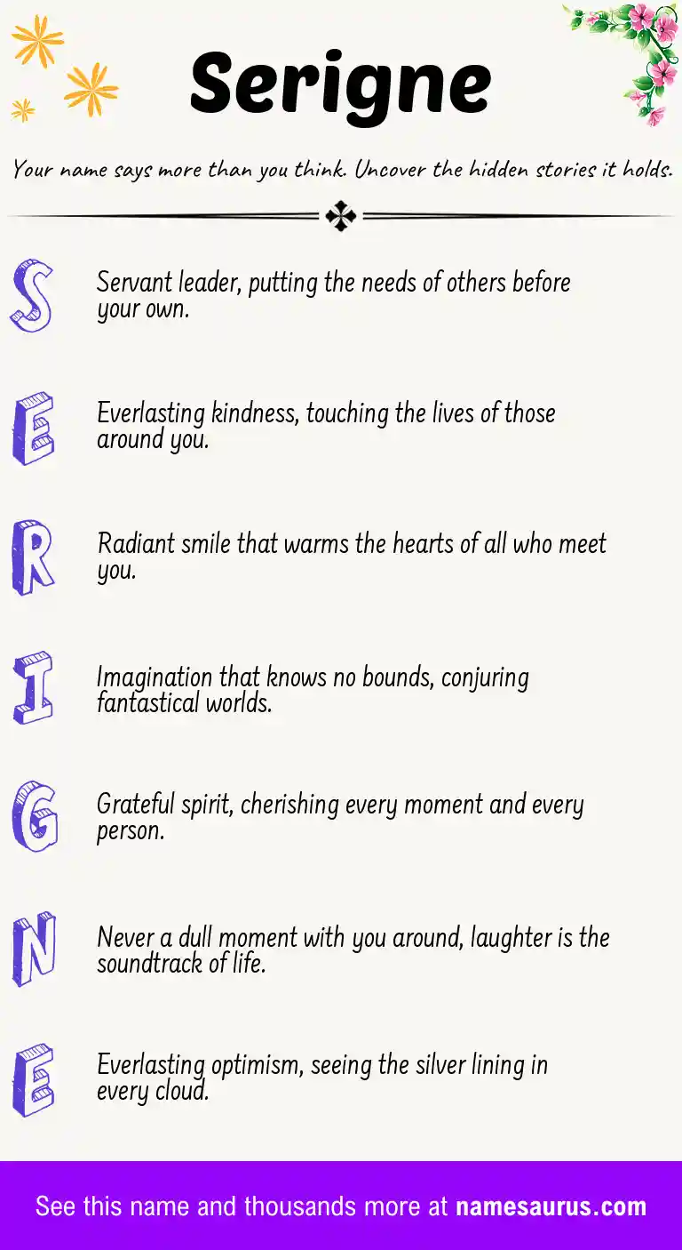 Acrostic poem about Serigne.