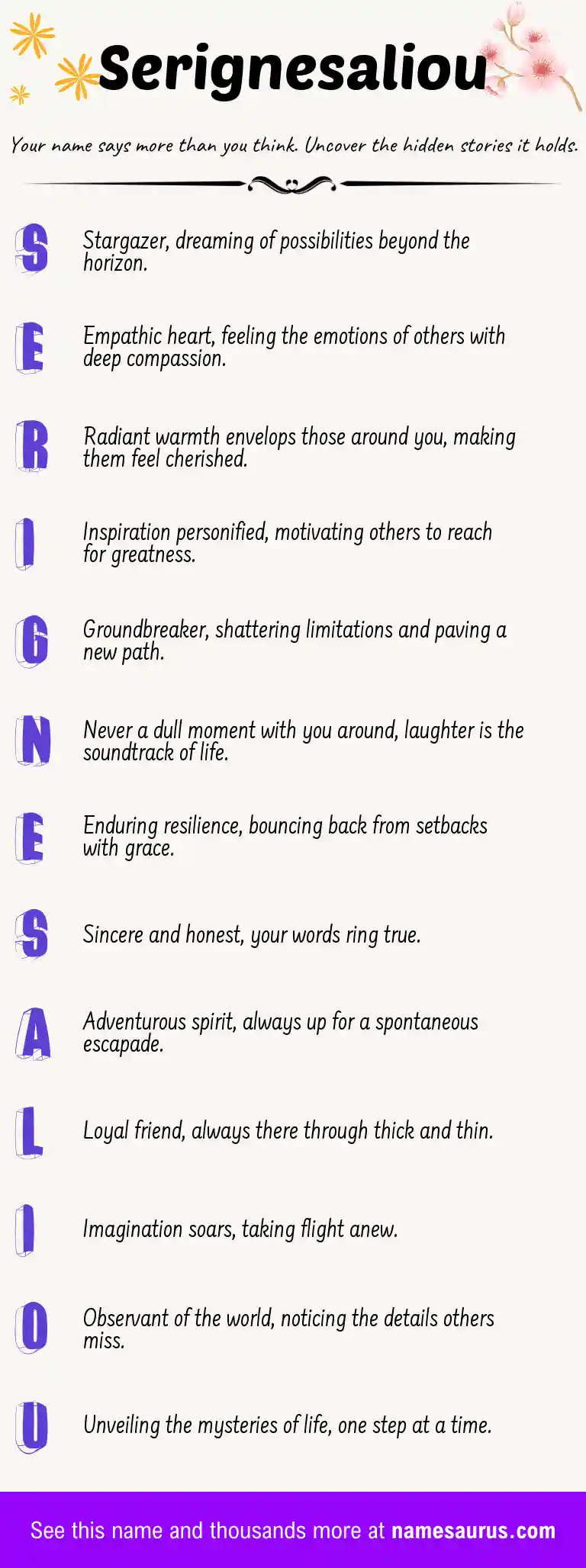Acrostic poem about Serignesaliou.