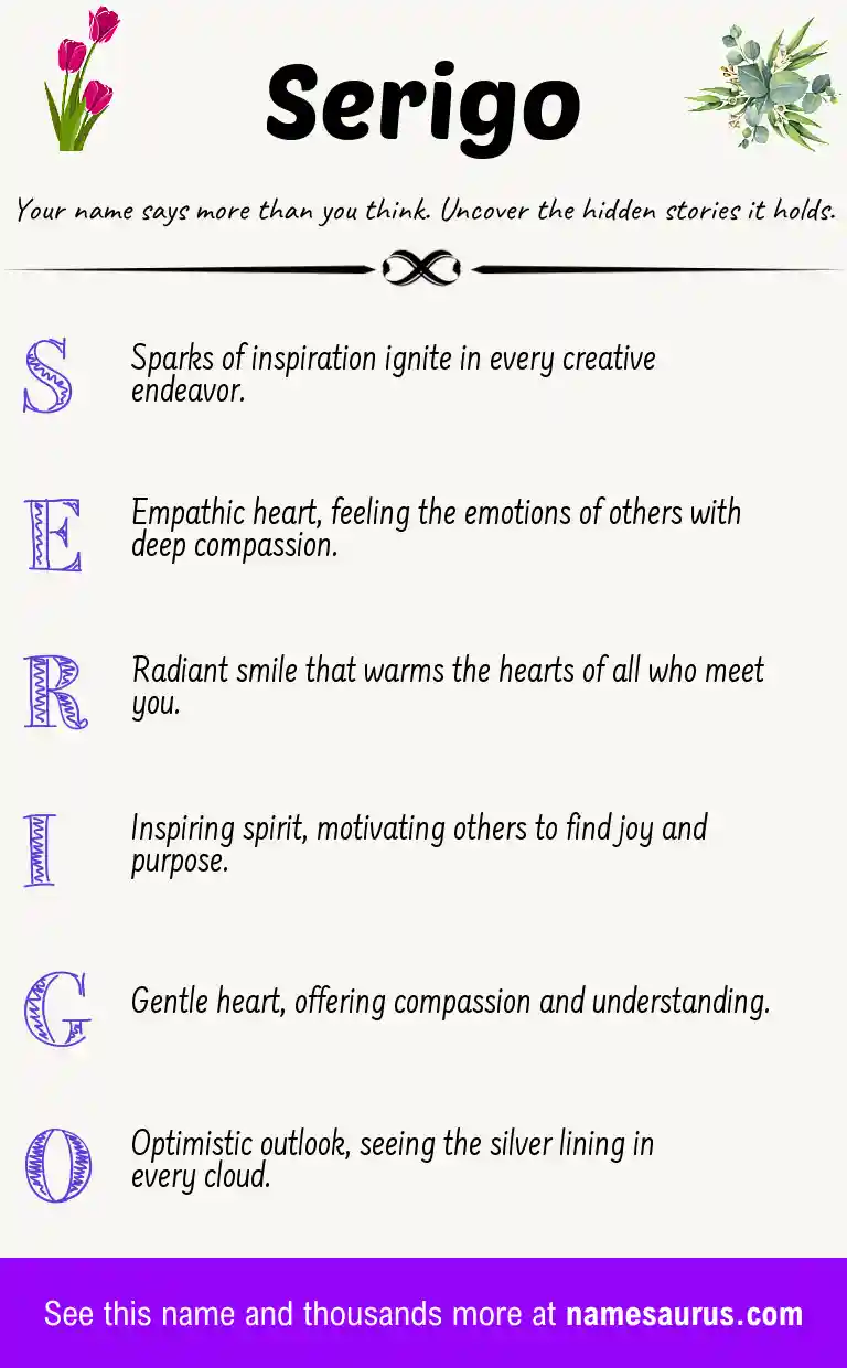 Acrostic poem about Serigo.