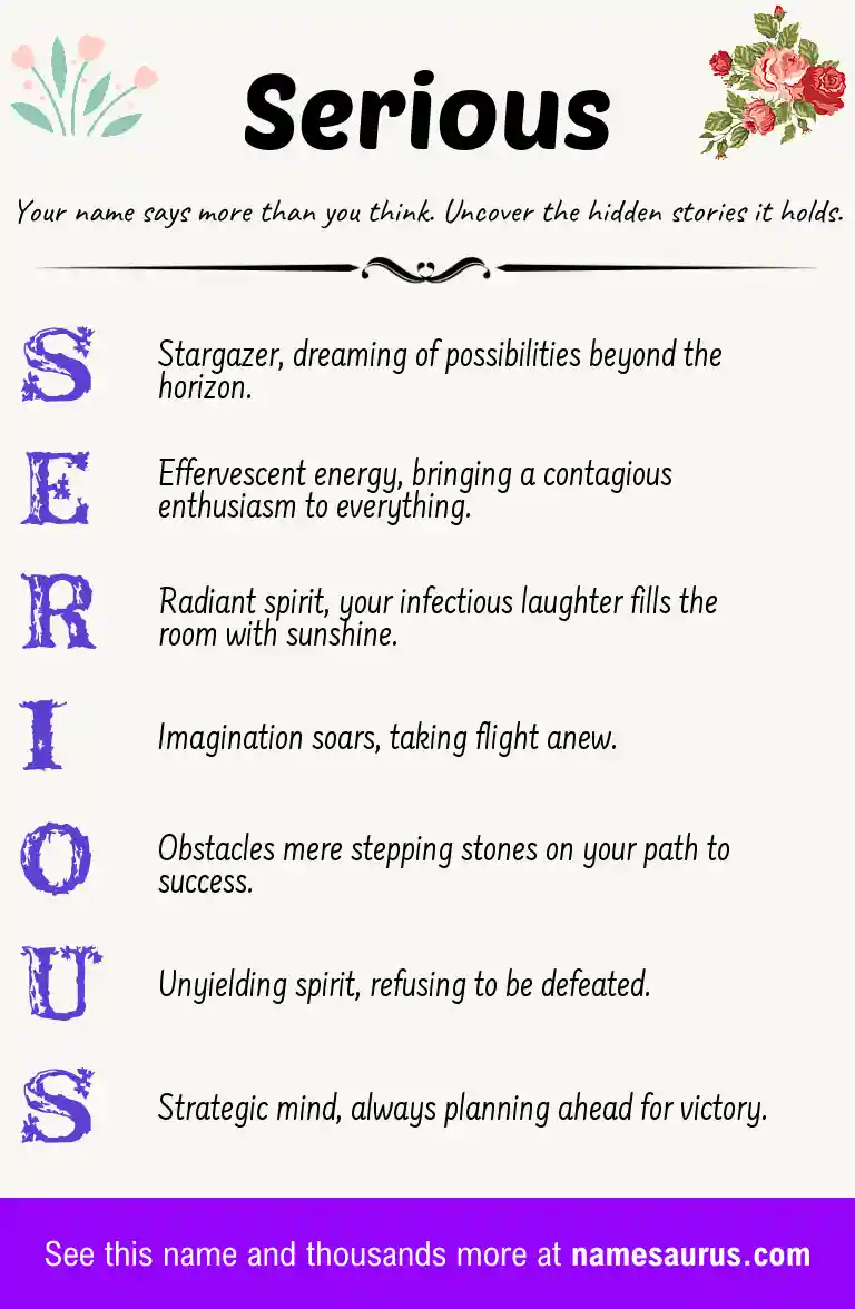 Acrostic poem about Serious.