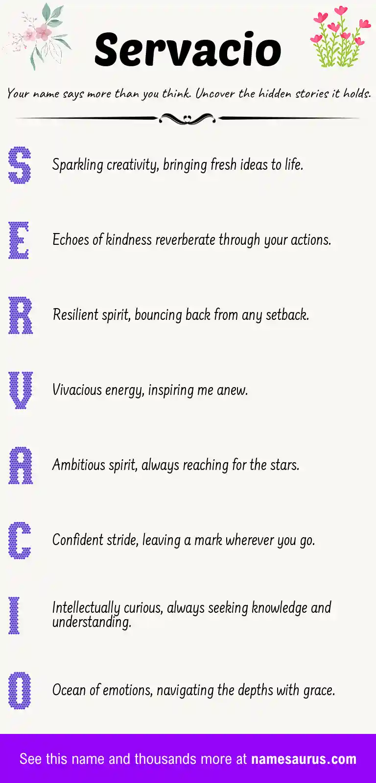 Acrostic poem about Servacio.