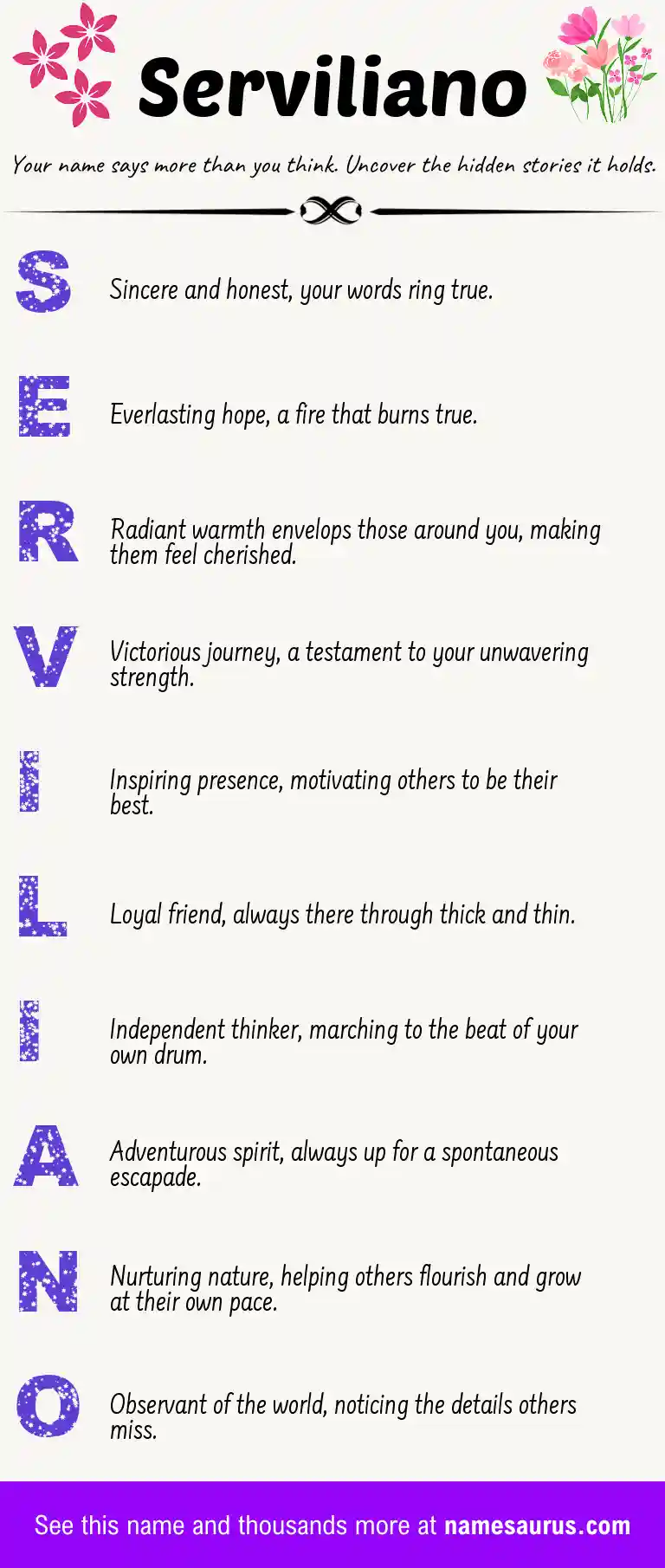 Acrostic poem about Serviliano.