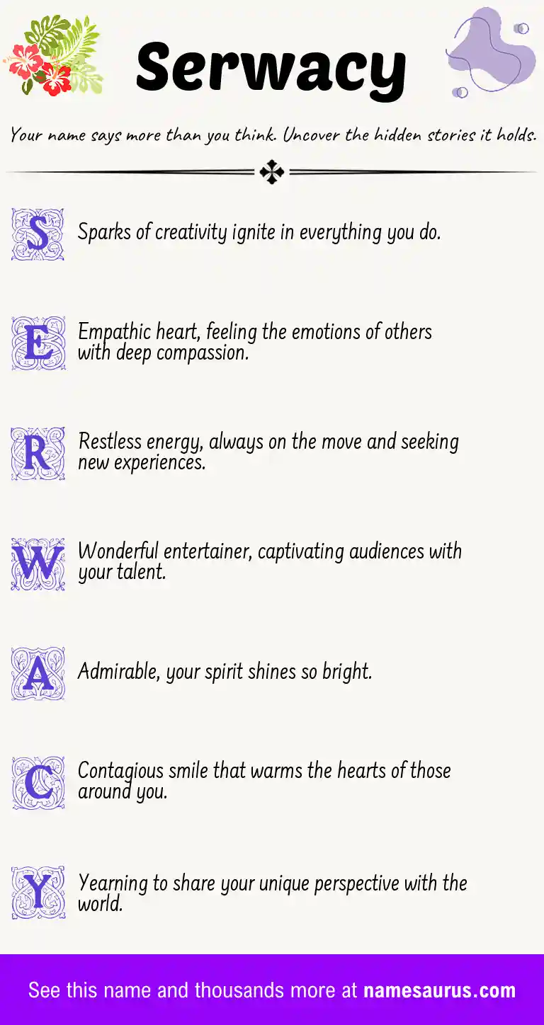 Acrostic poem about Serwacy.