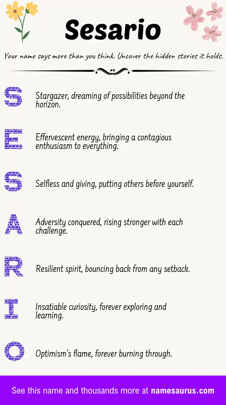 Acrostic poem about Sesario.