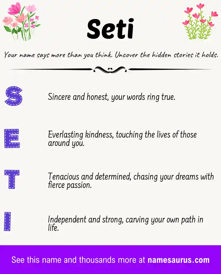 Acrostic poem about Seti.