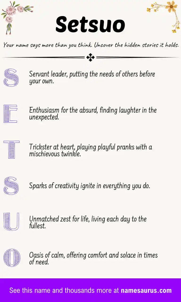 Acrostic poem about Setsuo.