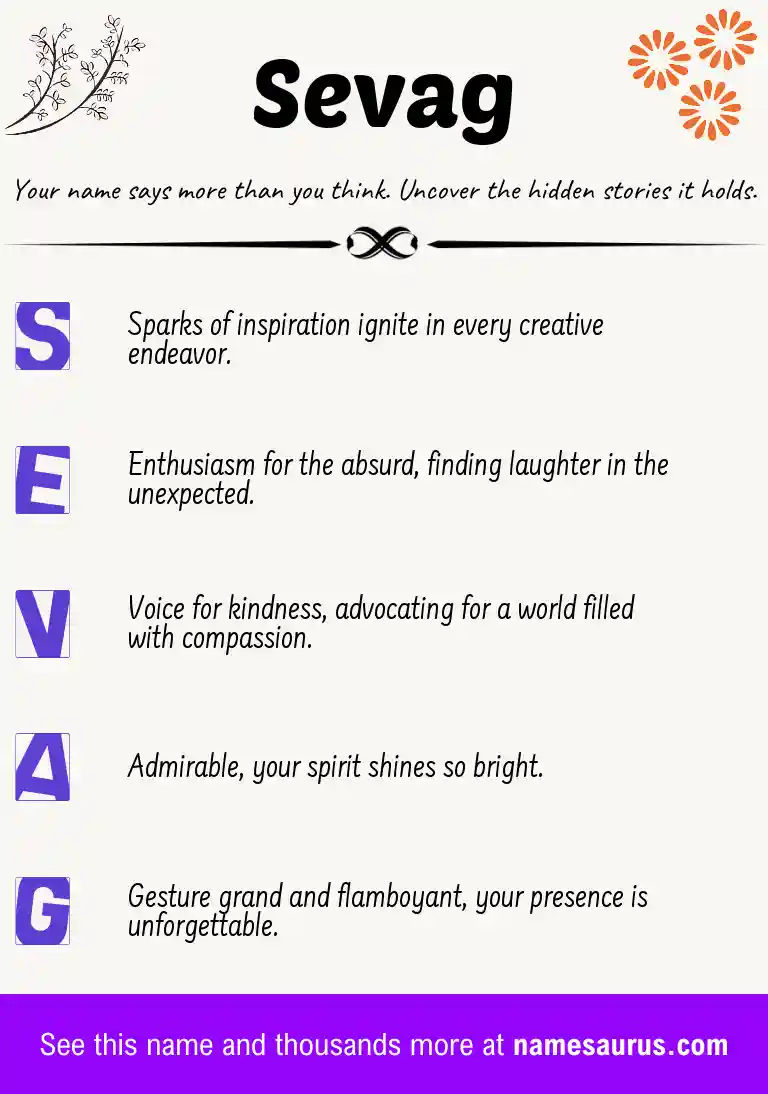 Acrostic poem about Sevag.