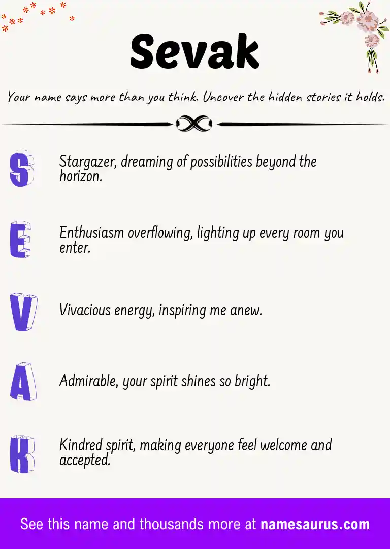 Acrostic poem about Sevak.