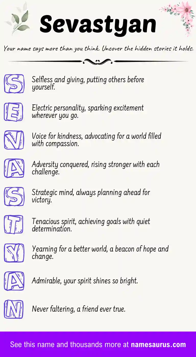 Acrostic poem about Sevastyan.