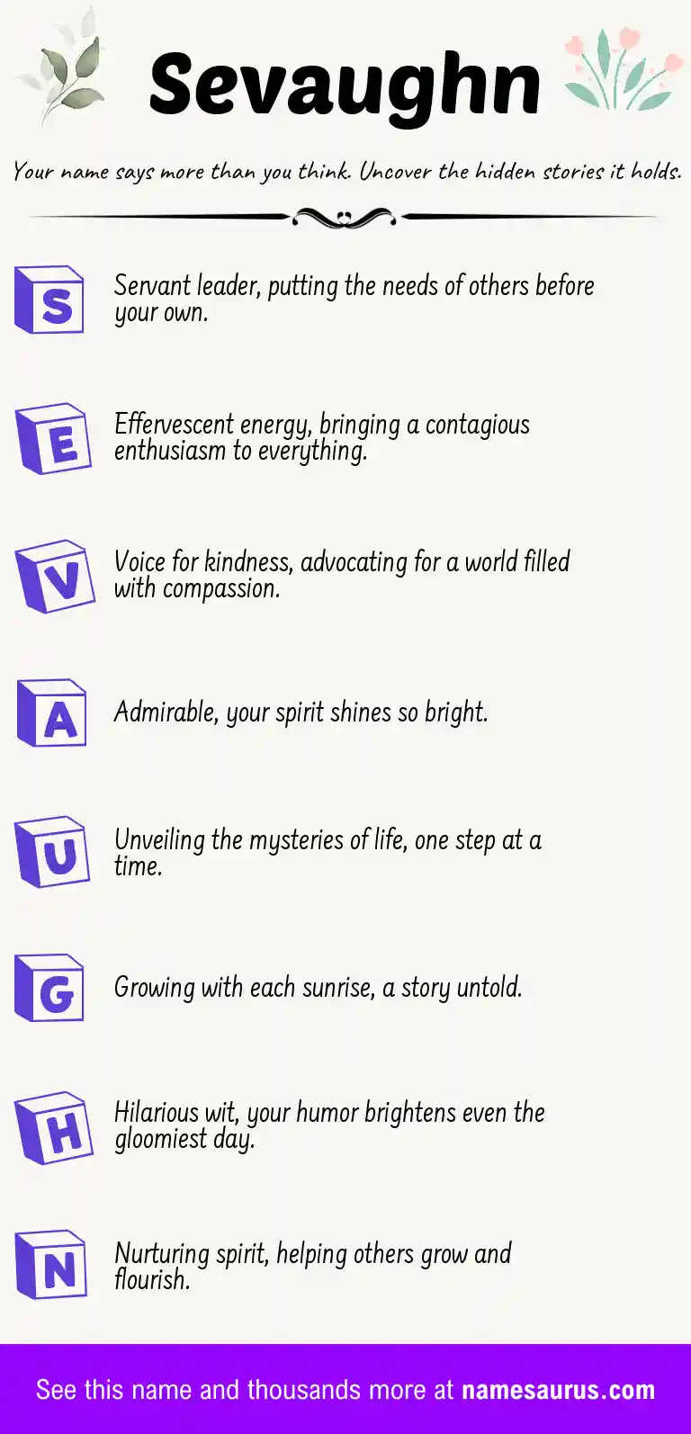 Acrostic poem about Sevaughn.