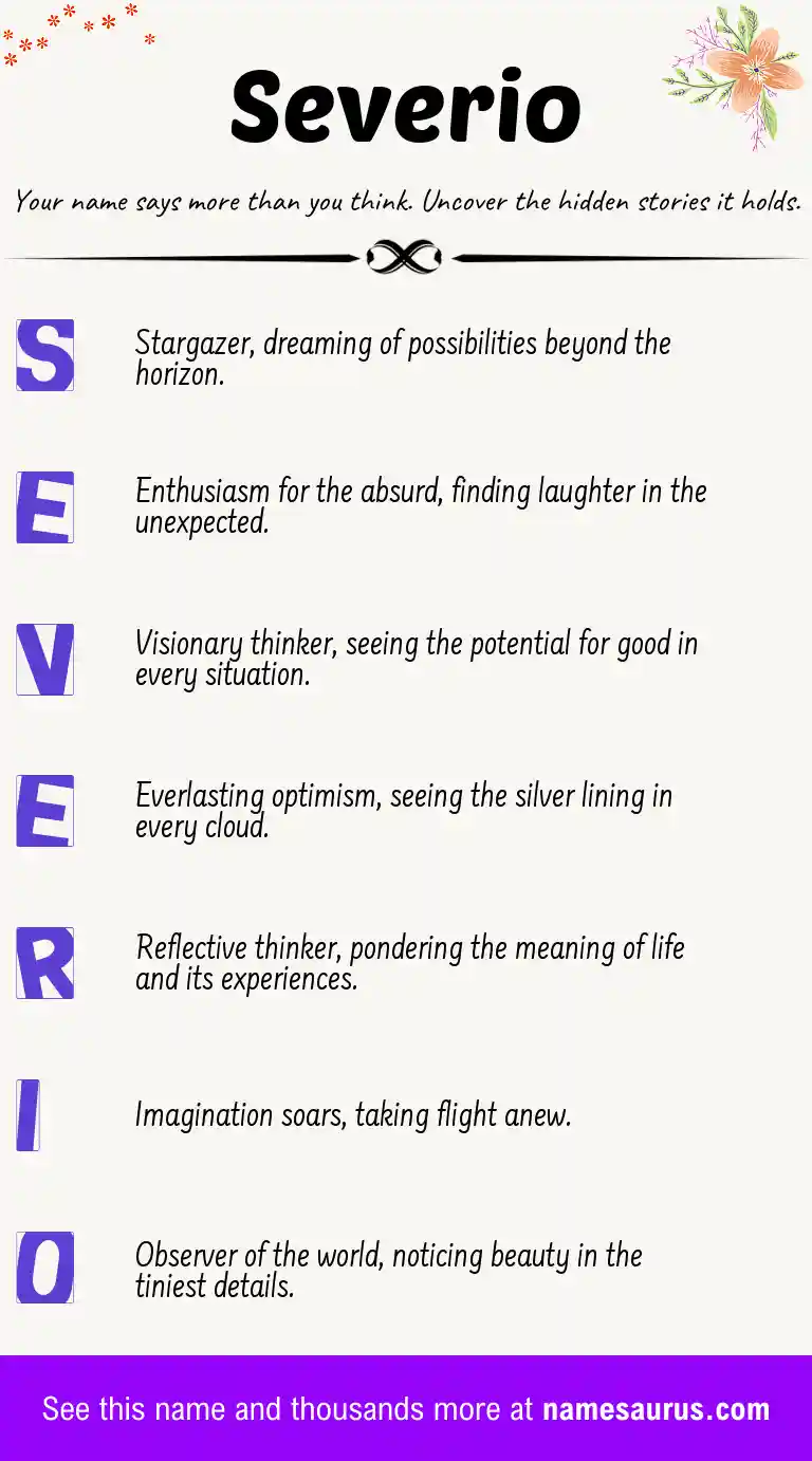 Acrostic poem about Severio.