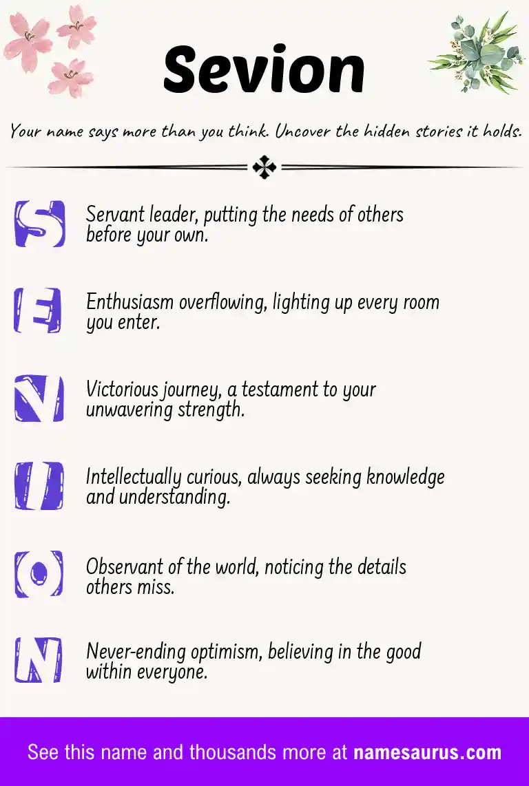 Acrostic poem about Sevion.