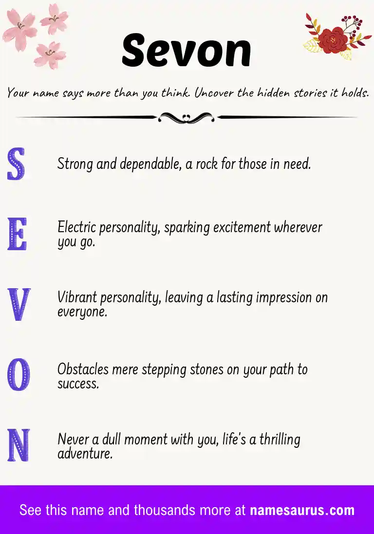 Acrostic poem about Sevon.
