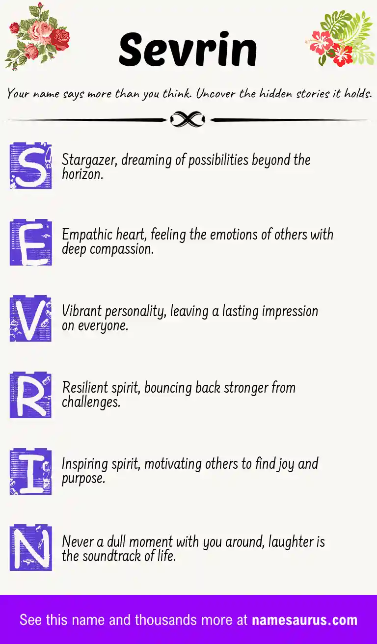 Acrostic poem about Sevrin.
