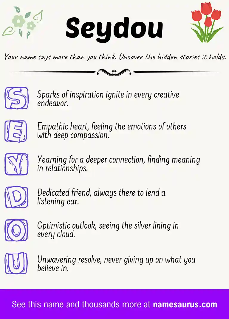 Acrostic poem about Seydou.