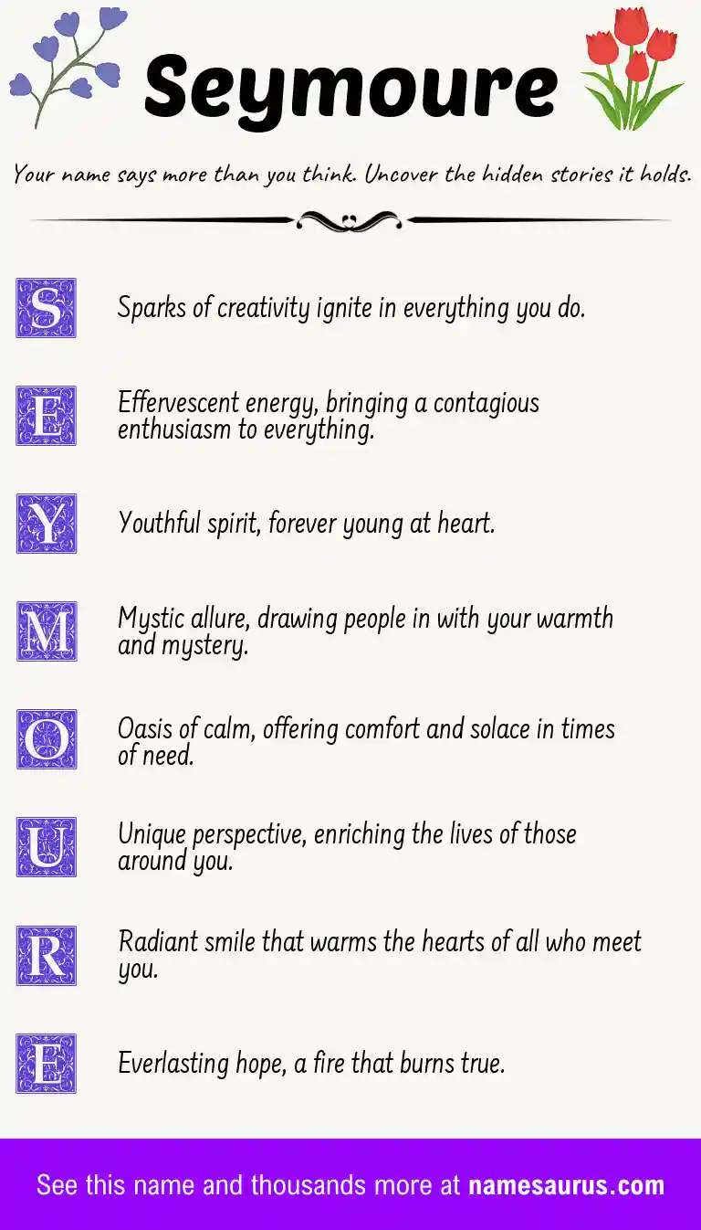 Acrostic poem about Seymoure.