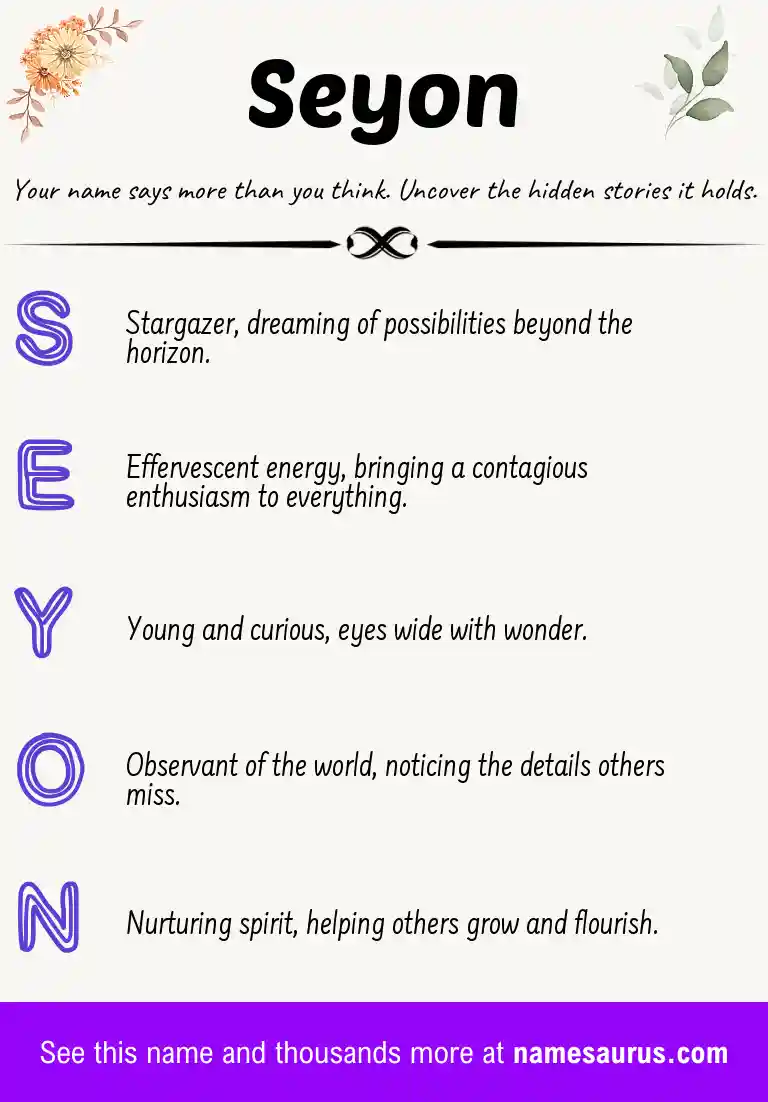 Acrostic poem about Seyon.