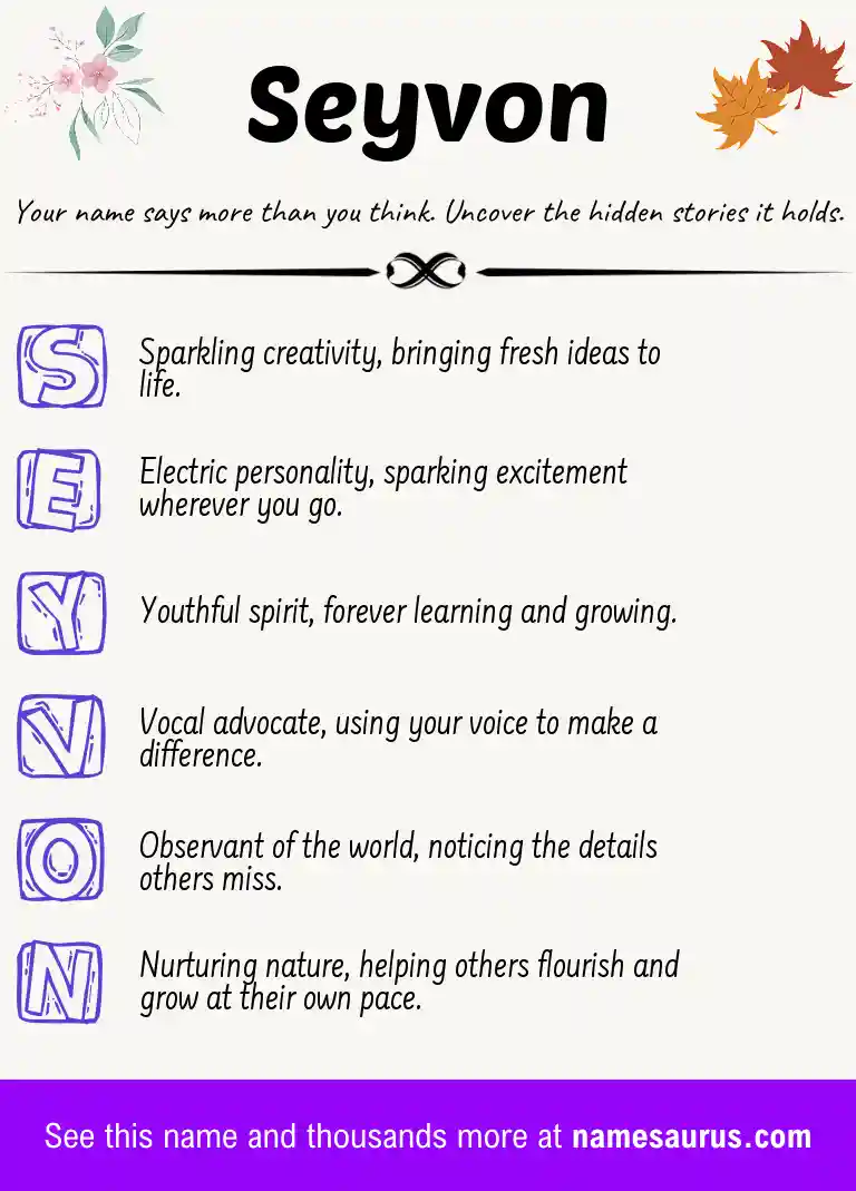 Acrostic poem about Seyvon.