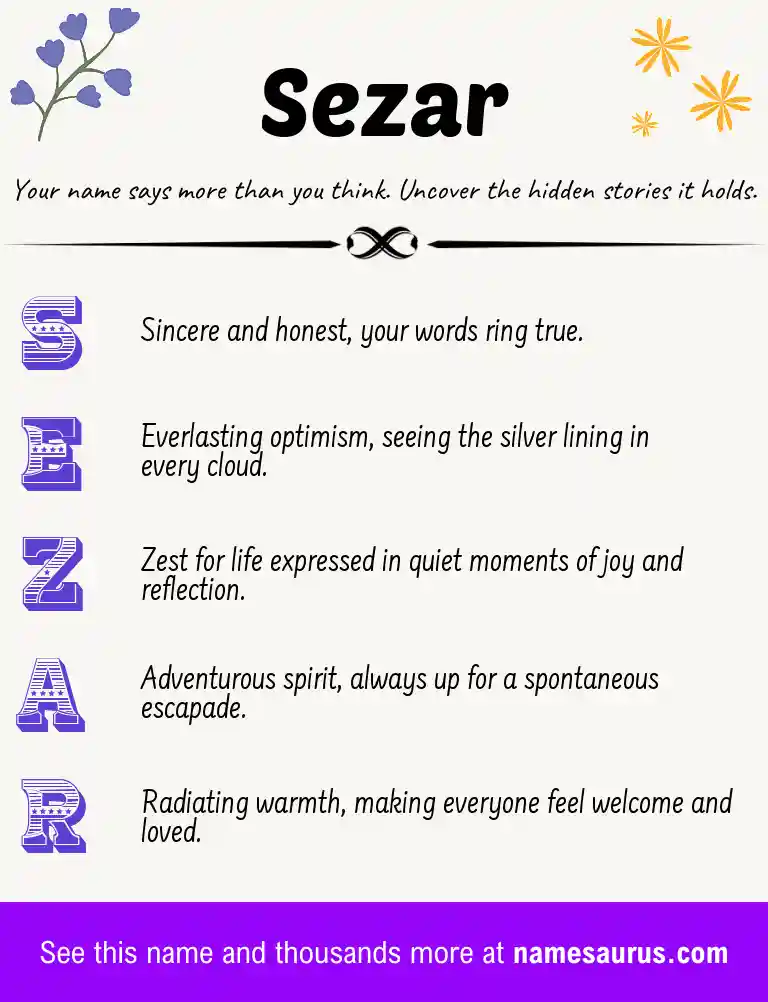 Acrostic poem about Sezar.