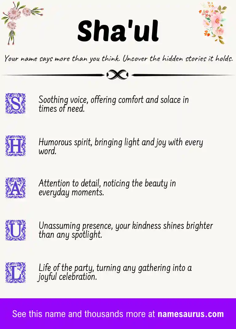 Acrostic poem about Sha'ul.