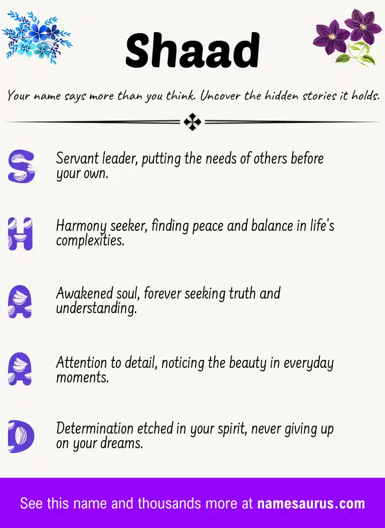 Acrostic poem about Shaad.