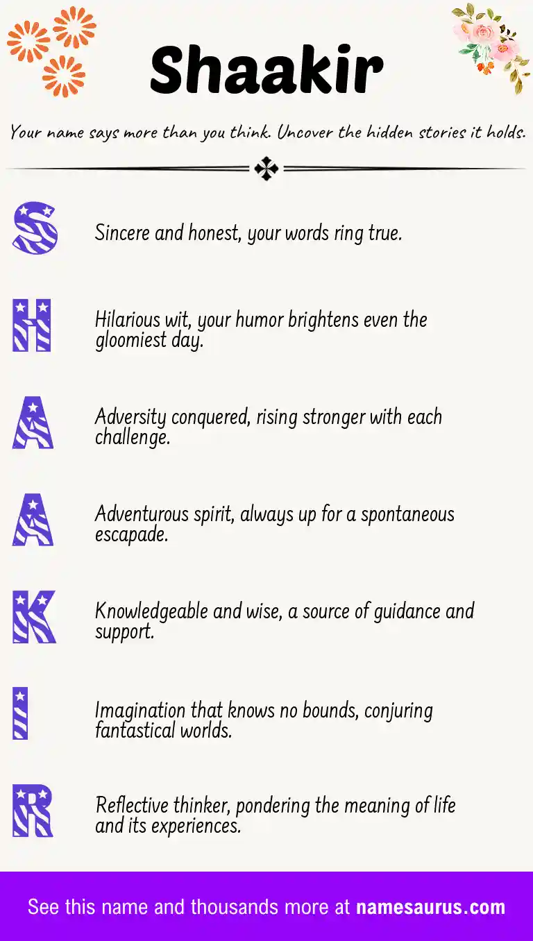 Acrostic poem about Shaakir.