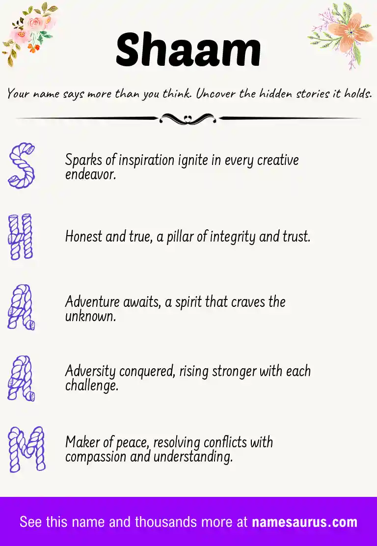 Acrostic poem about Shaam.