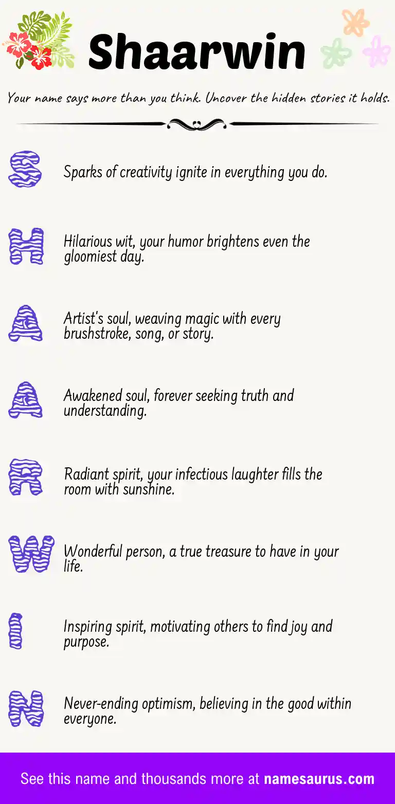 Acrostic poem about Shaarwin.