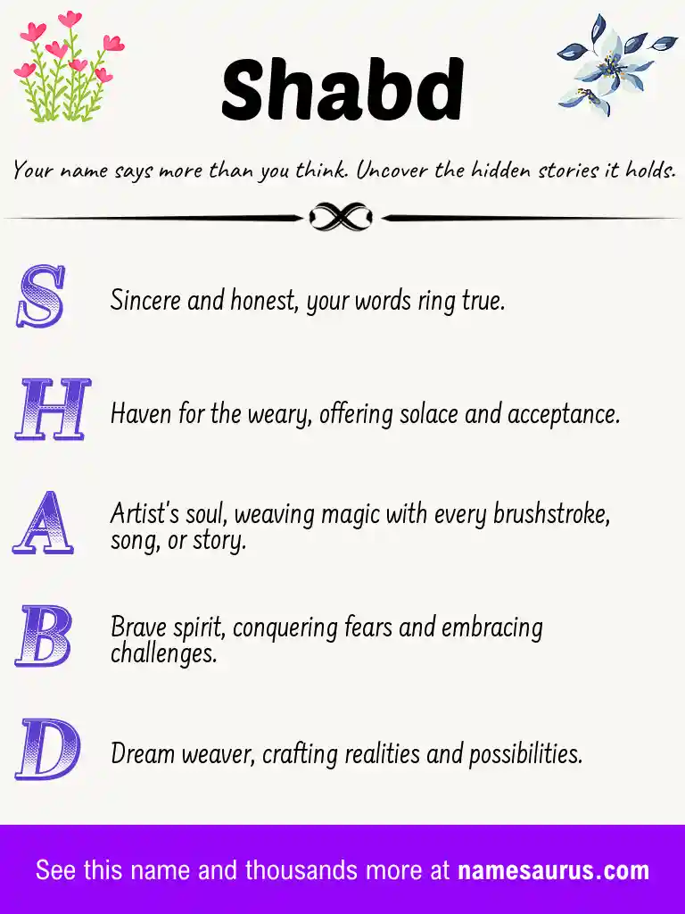Acrostic poem about Shabd.