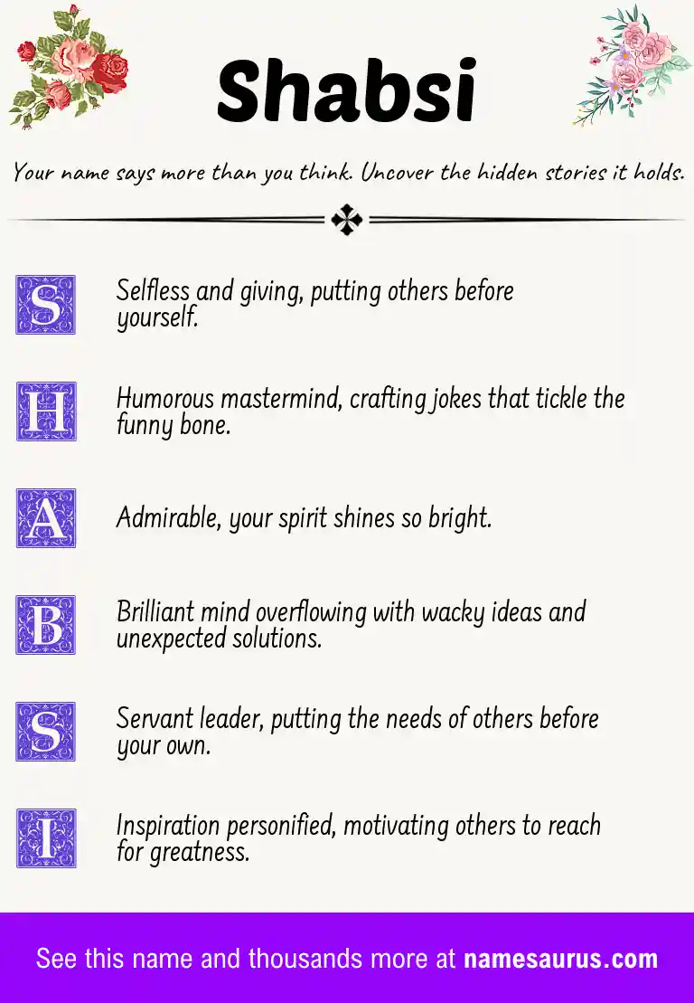 Acrostic poem about Shabsi.