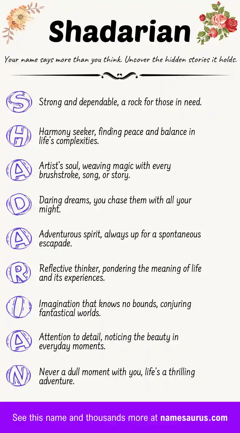 Acrostic poem about Shadarian.
