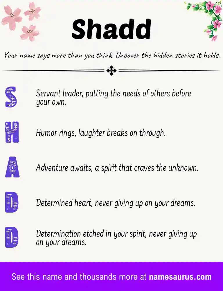 Acrostic poem about Shadd.