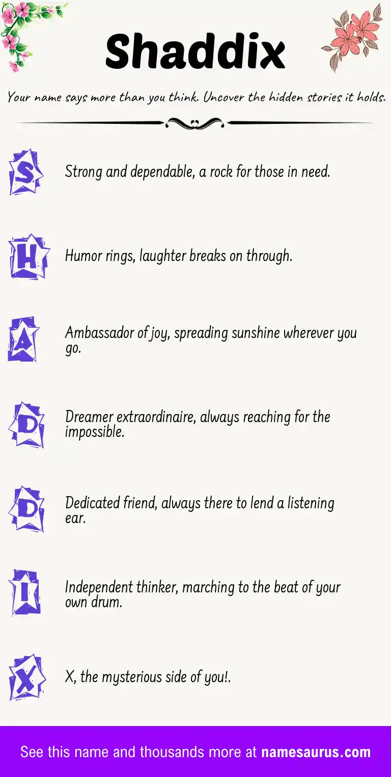 Acrostic poem about Shaddix.