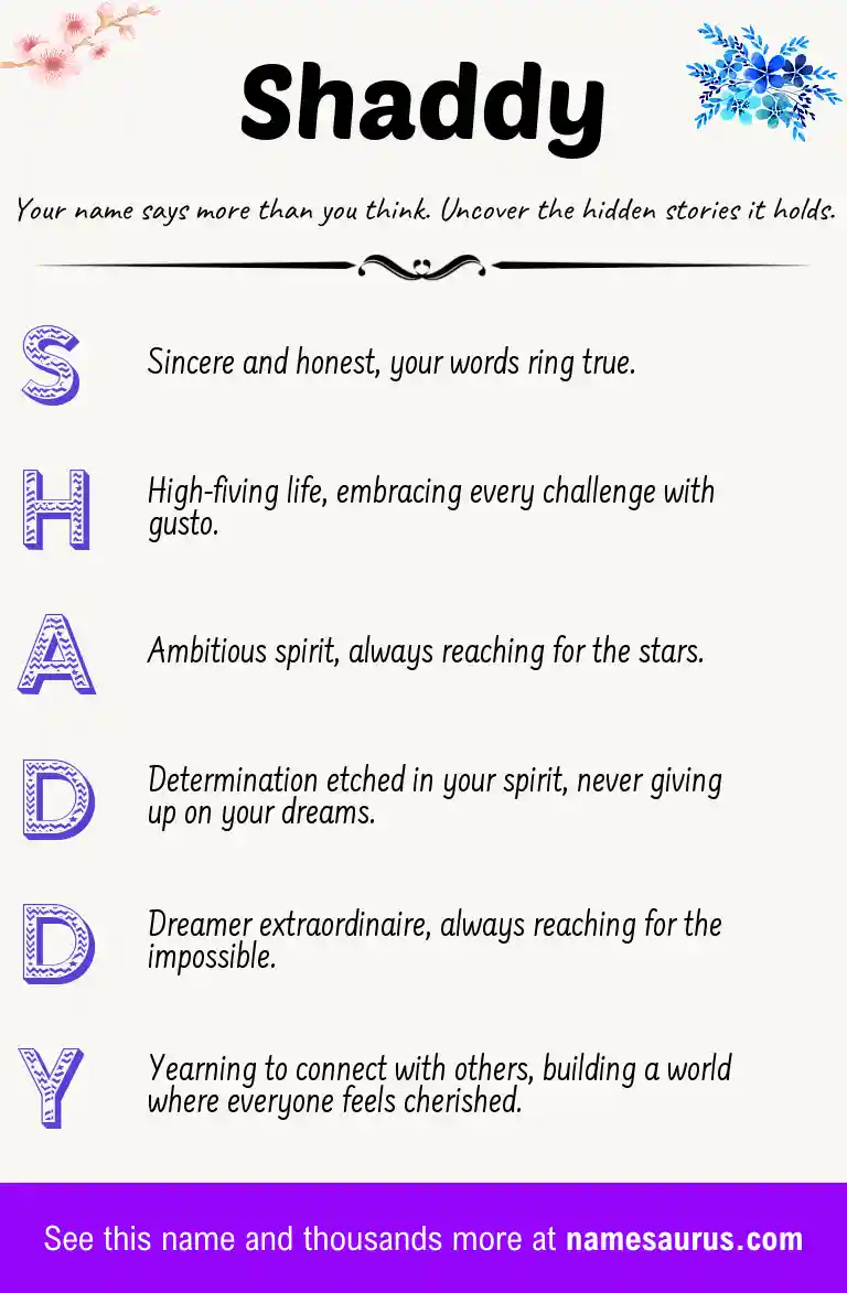 Acrostic poem about Shaddy.