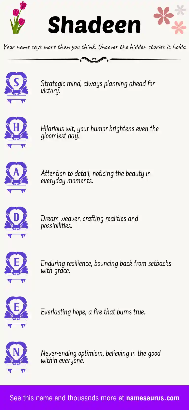 Acrostic poem about Shadeen.