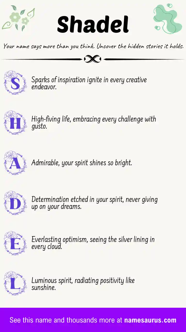 Acrostic poem about Shadel.