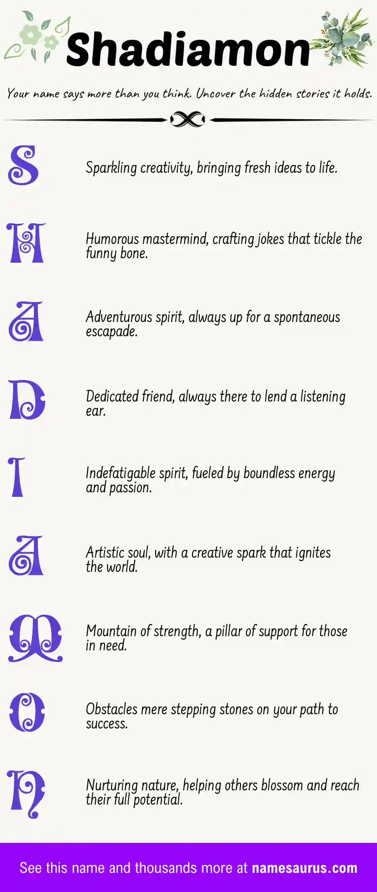 Acrostic poem about Shadiamon.