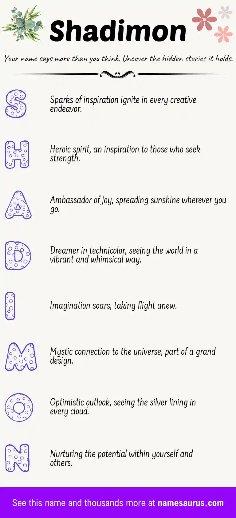 Acrostic poem about Shadimon.