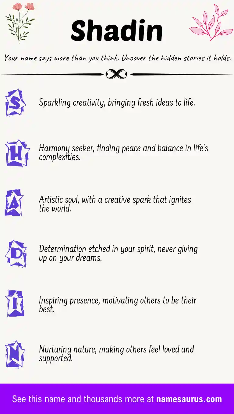 Acrostic poem about Shadin.