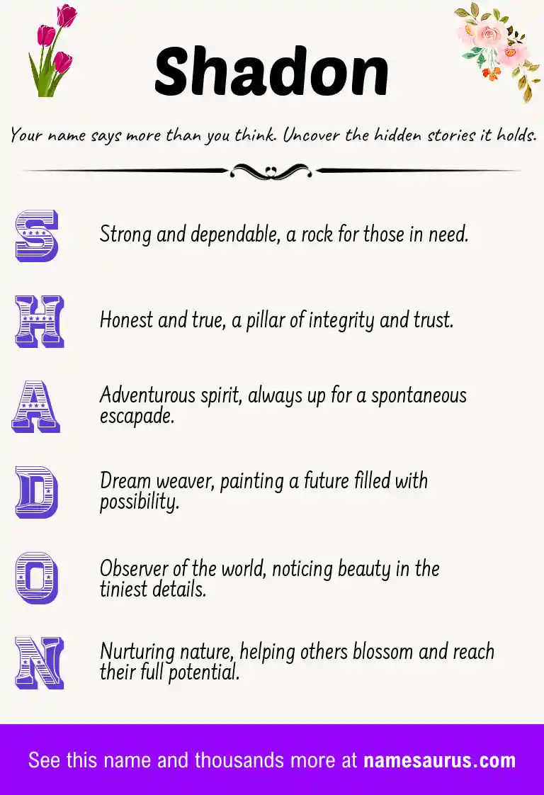 Acrostic poem about Shadon.