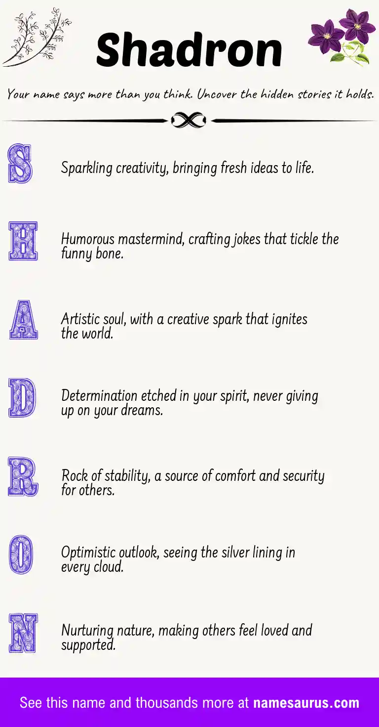 Acrostic poem about Shadron.